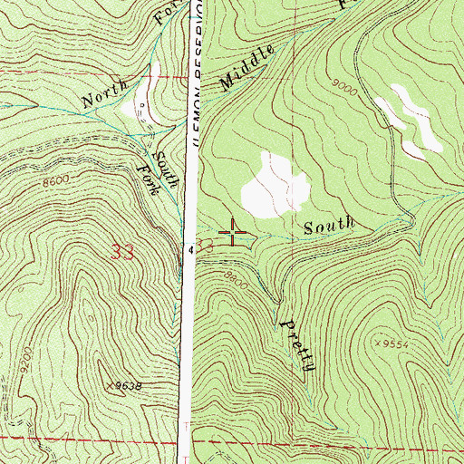 Topographic Map of Pretty Creek, CO