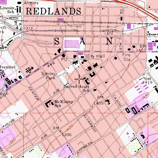 Topographic Map of Church of the Sacred Heart, CA