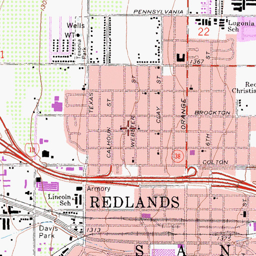 Topographic Map of Community Presbyterian Church, CA
