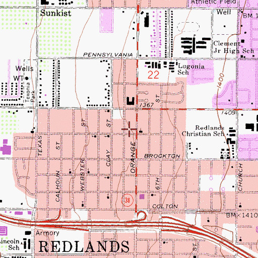 Topographic Map of Door Christian Fellowship Church, CA