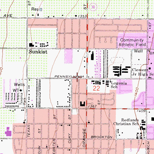 Topographic Map of Redlands Fire Department Station 263, CA