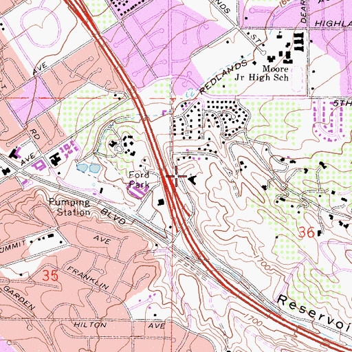 Topographic Map of First Assembly of God Church, CA