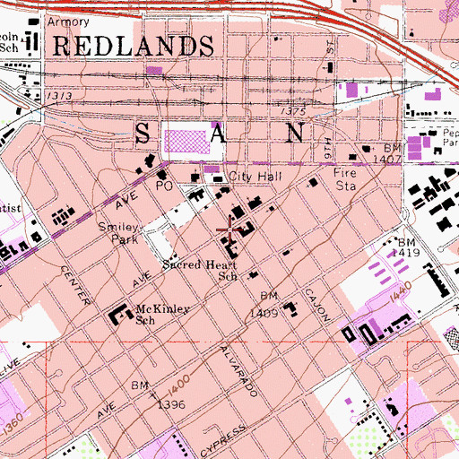 Topographic Map of First Baptist Church, CA