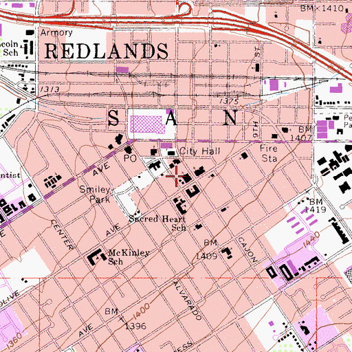 Topographic Map of First Congregational Church, CA