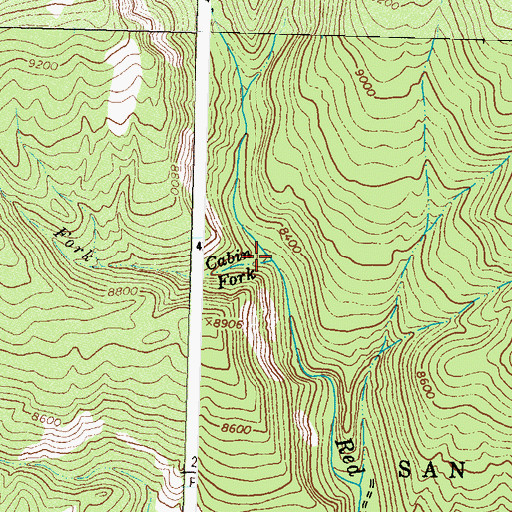 Topographic Map of Cabin Fork Red Creek, CO