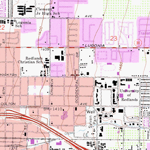 Topographic Map of First Missionary Baptist Church, CA