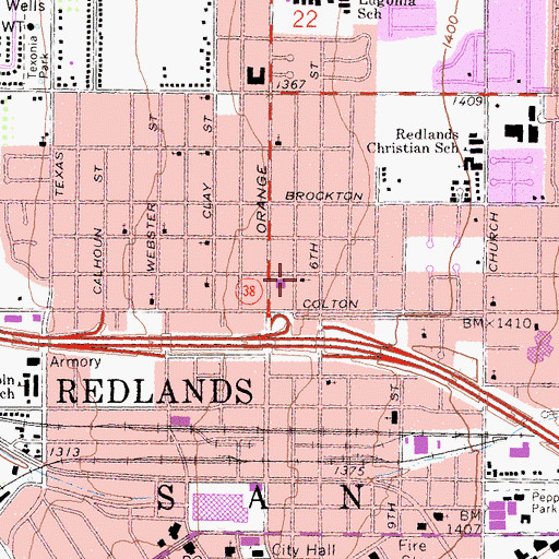 Topographic Map of First Nazarene Church, CA