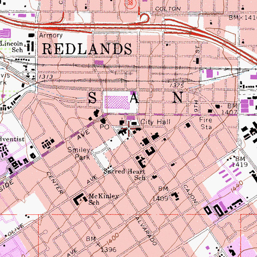 Topographic Map of First Presbyterian Church, CA