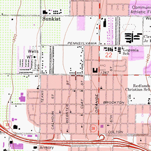 Topographic Map of First Protestant Reformed Church of Redlands, CA