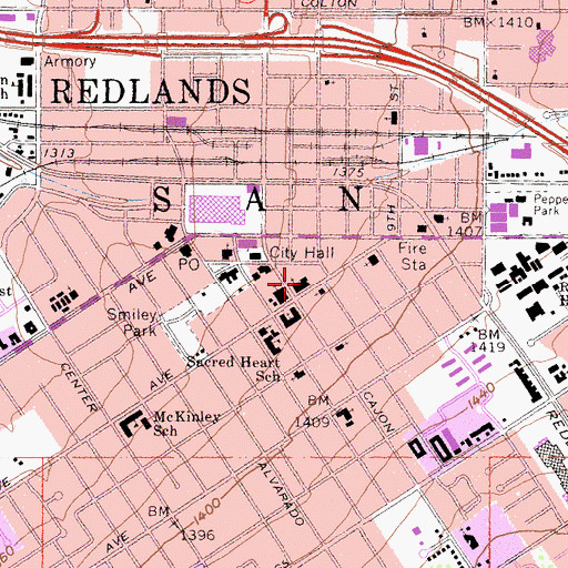 Topographic Map of First United Methodist Church, CA