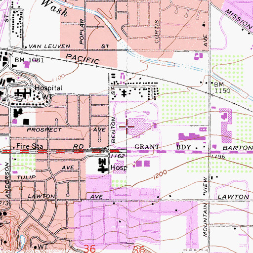 Topographic Map of Jerry L Pettis Memorial Veterans Medical Center, CA