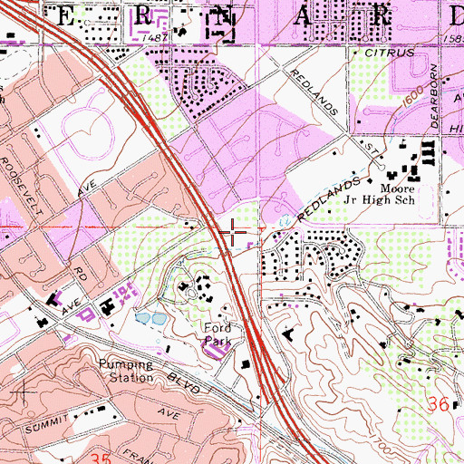 Topographic Map of Kingdom Hall of Jehovahs Witnesses, CA