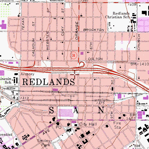 Topographic Map of Orange Street Plaza Shopping Center, CA