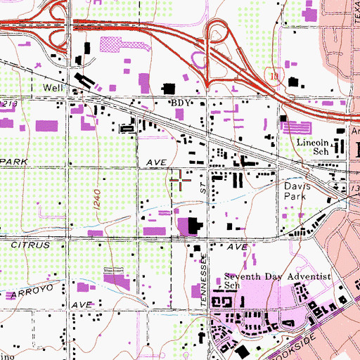 Topographic Map of Park West Plaza Shopping Center, CA
