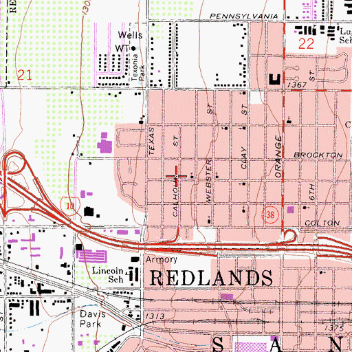 Topographic Map of Saint Marys Roman Catholic Church, CA