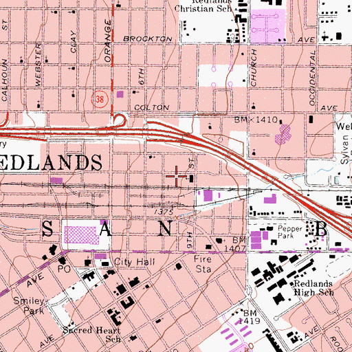 Topographic Map of Second Baptist Church, CA