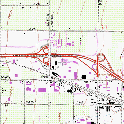 Topographic Map of Tri-City Center Shopping Center, CA