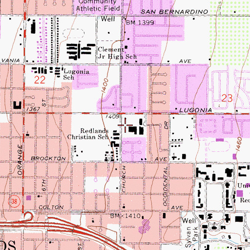 Topographic Map of University Plaza Shopping Center, CA