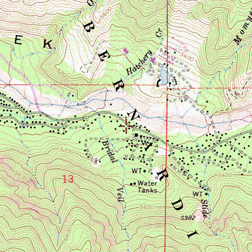 Topographic Map of Akers Camp (historical), CA