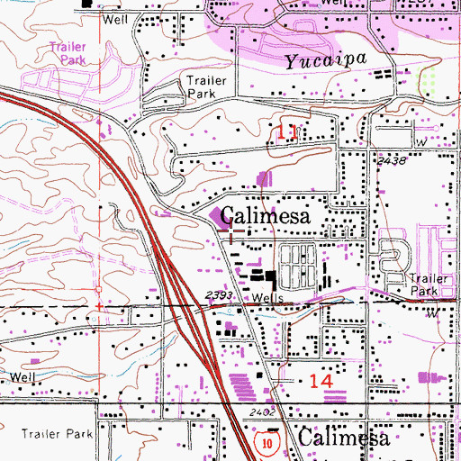 Topographic Map of Calimesa Community Church, CA