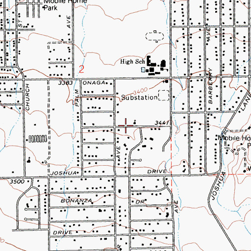 Topographic Map of Desert Hills Presbyterian Church, CA
