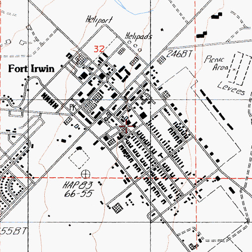 Topographic Map of Fort Irwin Post Library, CA