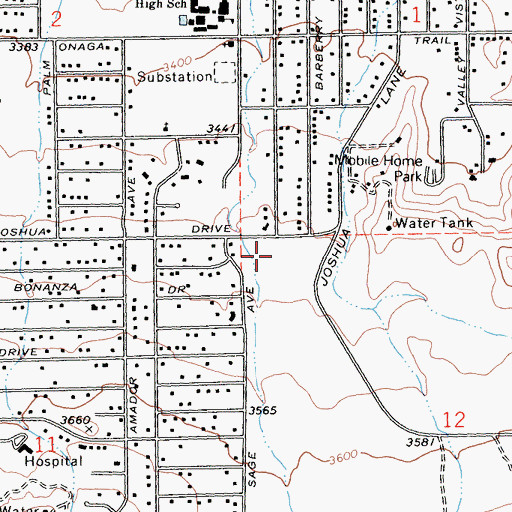 Topographic Map of Joshua Drive Park, CA