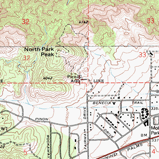 Topographic Map of North Park, CA