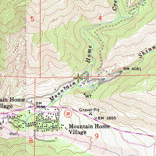 Topographic Map of Skinners Camp (historical), CA