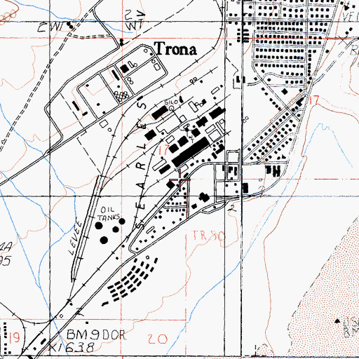 Topographic Map of Trona Branch San Bernardino County Library, CA