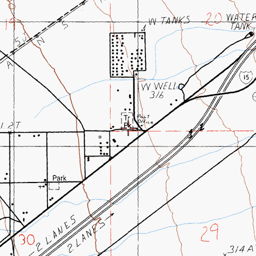 Topographic Map of Baker Post Office, CA