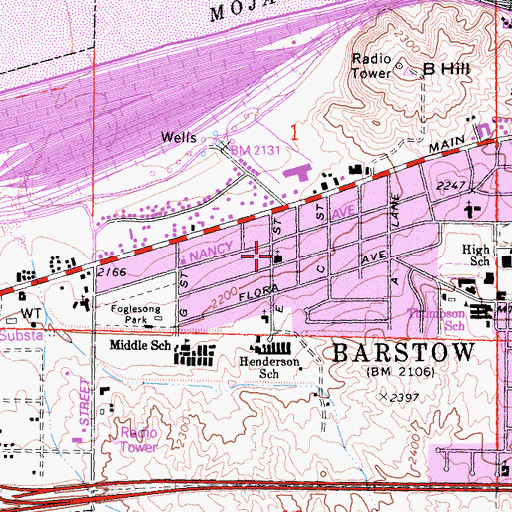 Topographic Map of Church of Christ, CA