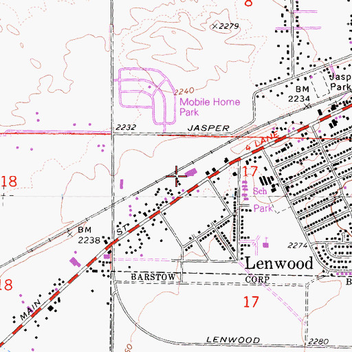 Topographic Map of Lenwood Community Church, CA