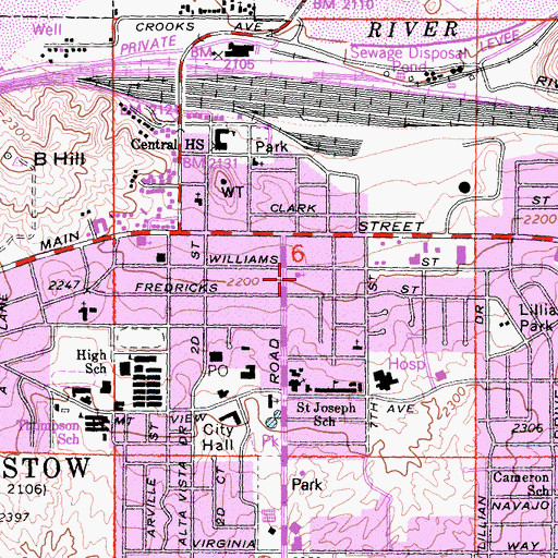 Topographic Map of Saint Pauls Episcopal Church, CA