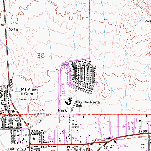 Topographic Map of Skyline North, CA