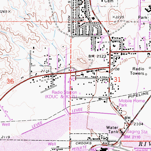Topographic Map of Vineyard Christian Fellowship Church of Barstow, CA