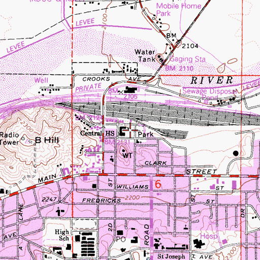 Topographic Map of Waterman Park, CA