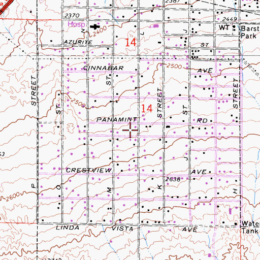 Topographic Map of Barstow Heights, CA