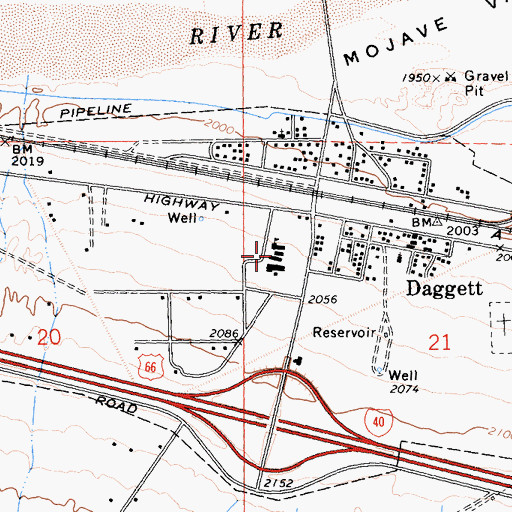 Topographic Map of Calico Continuation High School, CA
