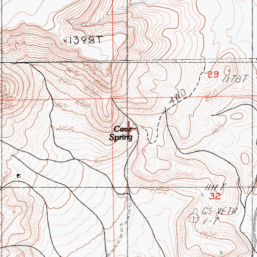 Topographic Map of Cave Spring, CA