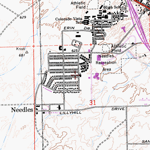 Topographic Map of Christian Church of Needles, CA
