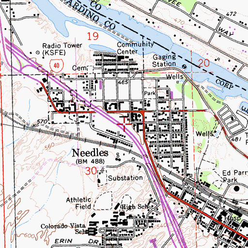 Topographic Map of Church of Christ, CA
