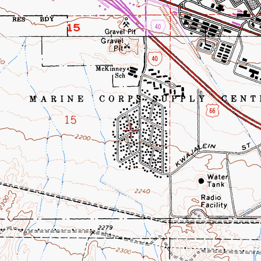 Topographic Map of Desert View Housing Area, CA