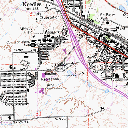 Topographic Map of Duke Watkins Park, CA