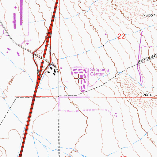 Topographic Map of Factory Merchants at Barstow Shopping Center, CA