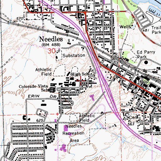 Topographic Map of Faith Chapel Church of God, CA