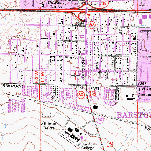 Topographic Map of First Baptist Church, CA