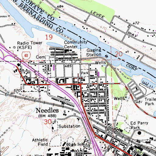 Topographic Map of Grace Henderson Elementary School, CA