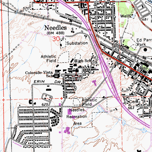 Topographic Map of Grace Lutheran Church, CA