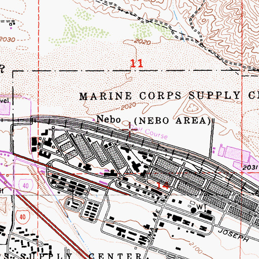 Topographic Map of Logistics Base Golf Course, CA